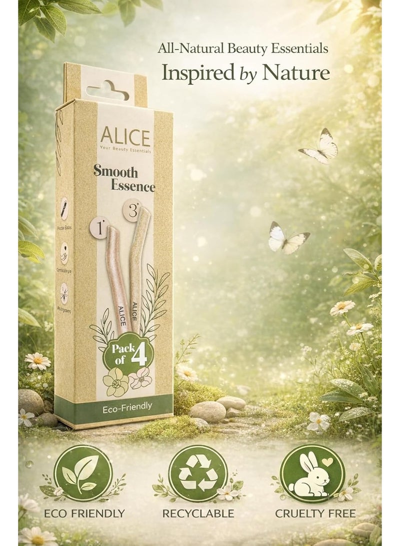 أليس ماكينة حلاقة من اليس، عبوة من 4 قطع، خلاصة ناعمة، شفرات دقيقة مع غطاء، قبضة مريحة وحلاقة سلسة، صديقة للبيئة، لم يتم اختبارها على الحيوانات وقابلة لاعادة التدوير، مستلزمات التجميل الخاصة بك - Image 3